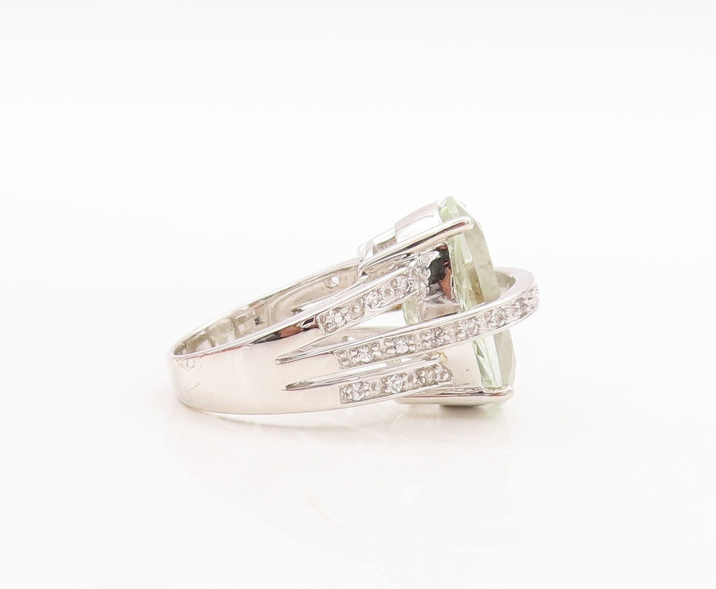925 Sterling Silver Vintage Ring Oval Cut Gemstone Topaz Band  Sz 7  RG29800