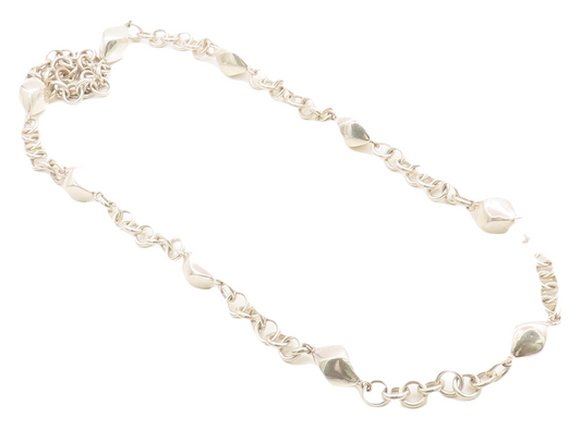 925 Sterling Silver Shiny Hollow Diamond Shape link Chain Necklace NE1743