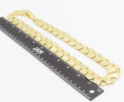 925 Sterling Silver Vintage Necklace Gold Plated Interlocking Cuban Link NE4695