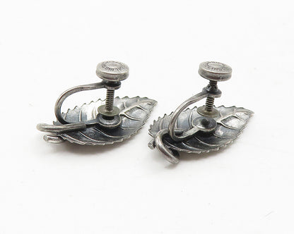 925 Sterling Silver  Vintage Floral Leaf Motif Non Pierce Drop Earrings EG5906