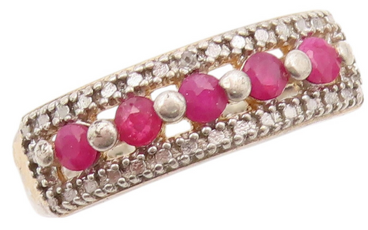 925 Sterling Silver Vintage Ring Minimalist Ruby Band Halo CZ  Sz 7  RG31776