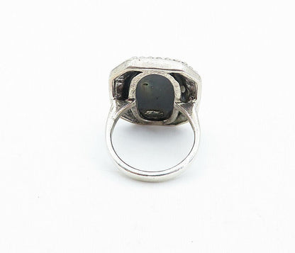 925 Sterling Silver  Vintage Abalone Shell Square Cocktail Ring Sz 6.5  RG4019