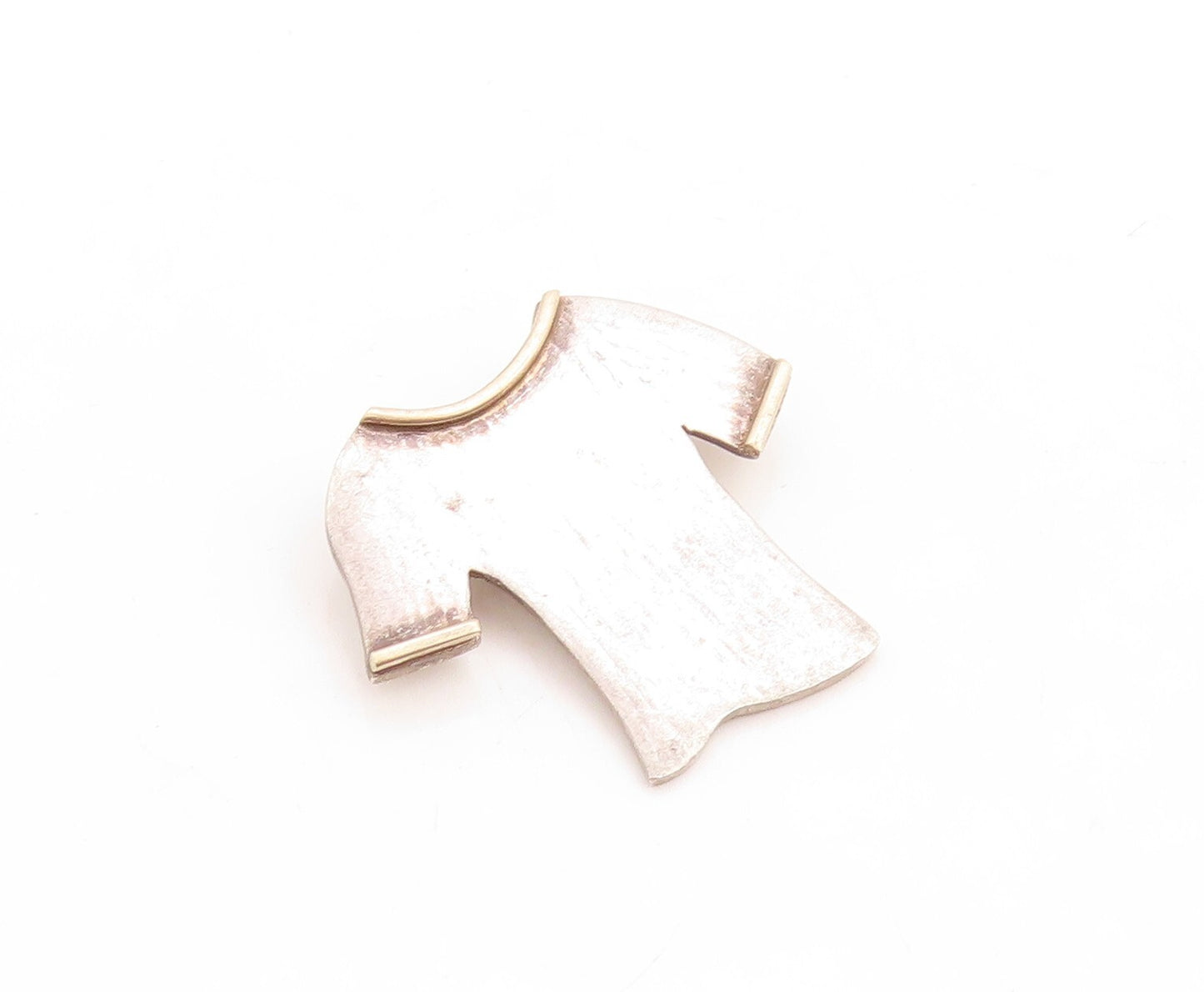 925 Sterling Silver Vintage Pendant Minimalist Carved T shirt PT23755