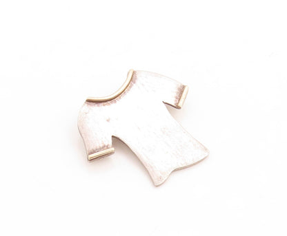 925 Sterling Silver Vintage Pendant Minimalist Carved T shirt PT23755