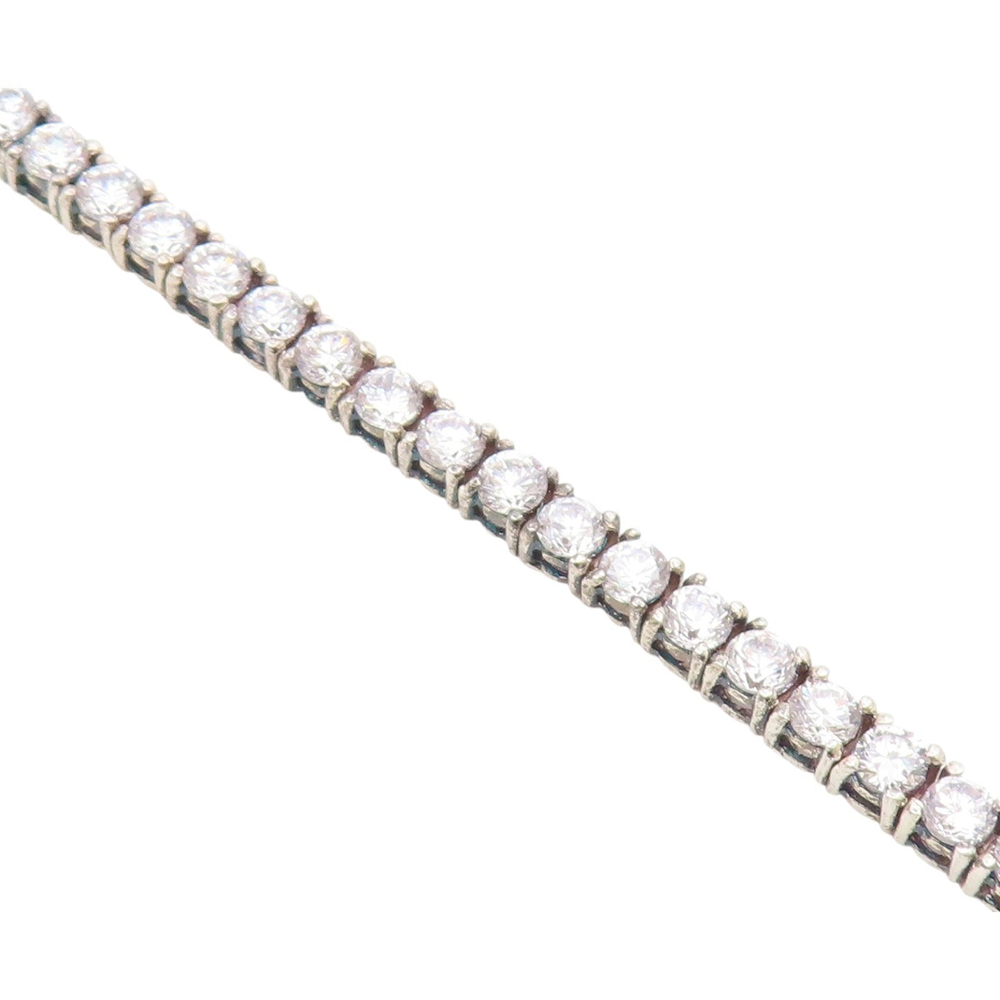 925 Sterling Silver  Prong Set Shiny Cubic Zirconia Tennis Bracelet  BT6415