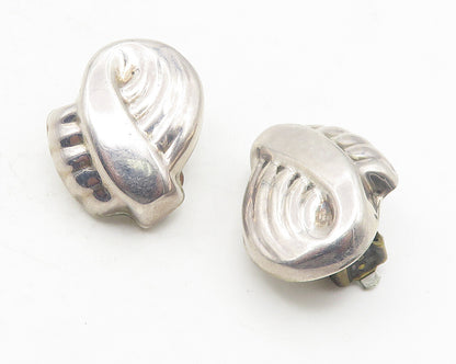 925 Sterling Silver  Vintage Hollow Ribbon Design Non Pierce Earrings  EG5971
