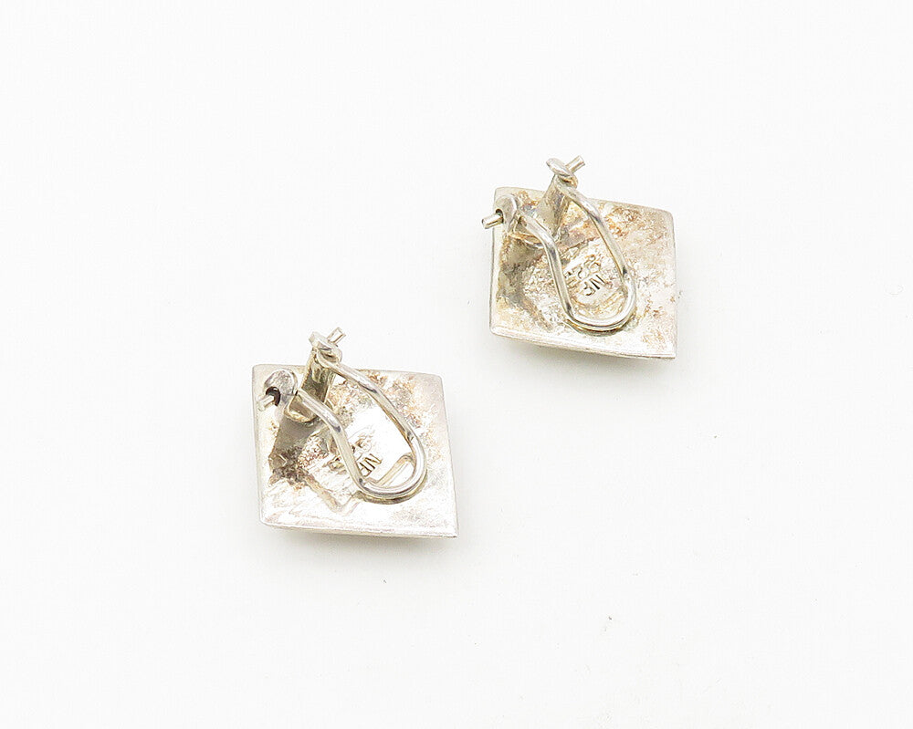 925 Sterling Silver  Vintage Shiny Diamond Shape Non Pierce Earrings  EG9383