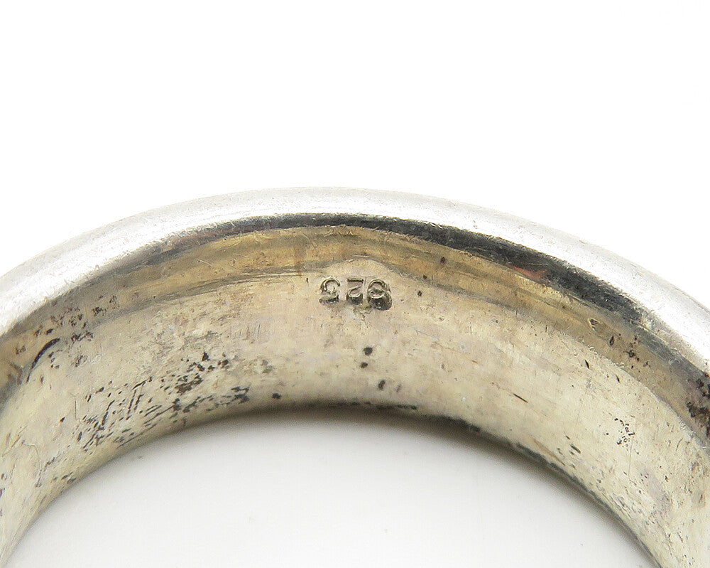 925 Sterling Silver  Vintage Dark Tone Knot Pattern Band Ring Sz 8  RG11521