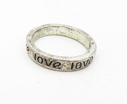 925 Sterling Silver  Vintage Dark Tone Love Etched Band Ring Sz 7  RG9338