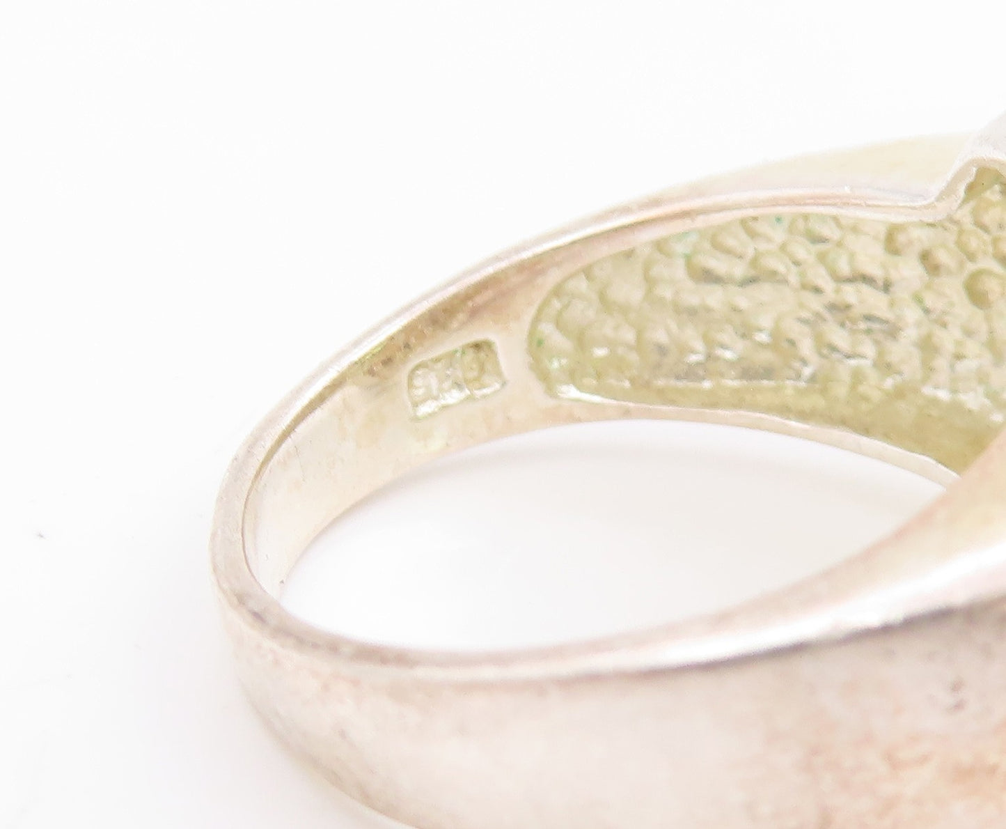 925 Sterling Silver Vintage Ring Halo Peridot Geometric Band  Sz 7  RG33990
