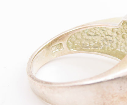 925 Sterling Silver Vintage Ring Halo Peridot Geometric Band  Sz 7  RG33990