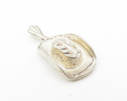 925 Sterling Silver  Vintage Diamond Cut Cowboy Hat Petite Pendant  PT9103