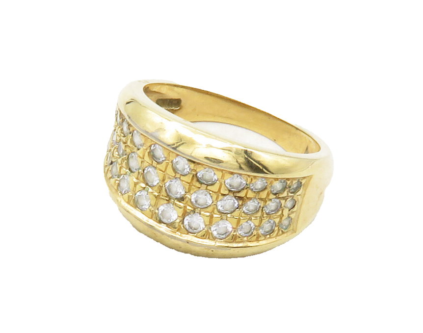 ROSS SIMON 925 Silver  White Topaz Gold Plated Tapered Band Ring Sz 7  RG12616