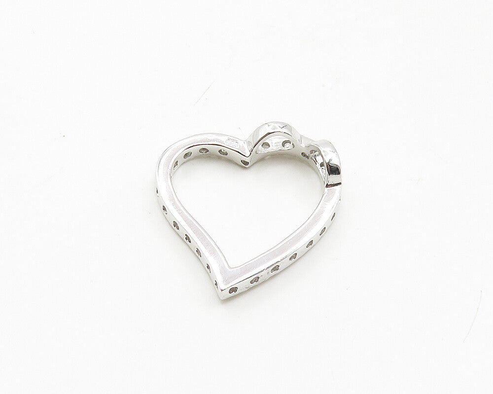 925 Sterling Silver  Sparkling Cubic Zirconia Open Love Heart Pendant  PT14740