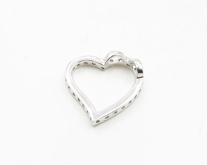 925 Sterling Silver  Sparkling Cubic Zirconia Open Love Heart Pendant  PT14740