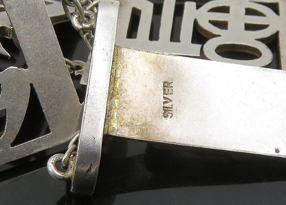 925 Sterling Silver  Vintage Shiny Cutout Square Link Chain Bracelet  BT8974