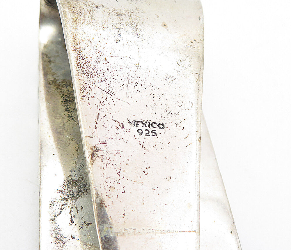 MEXICO 925 Sterling Silver  Vintage Raised Striped Detail Money Clip  TR1327