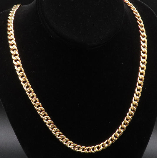 10K GOLD  Vintage Minimalist Flat Curb Chain Necklace  GN050