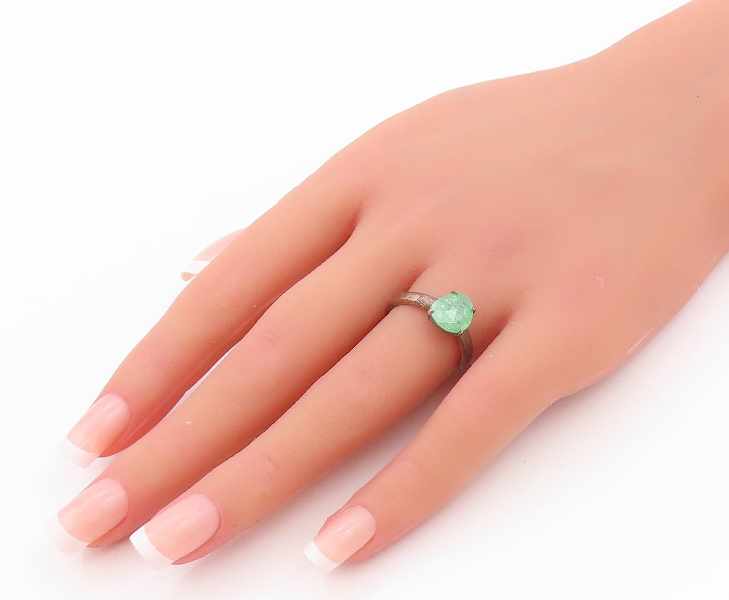 925 Sterling Silver Vintage Ring Minimalist Brutalist Gemstone  Sz 7  RG32365
