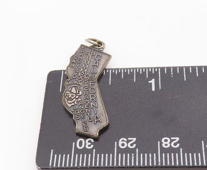 925 Sterling Silver Vintage Pendant California Map With City Engravings  PT25413
