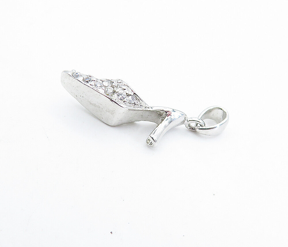 925 Sterling Silver  Sparkling Cubic Zirconia Petite Shoe Motif Pendant PT3052
