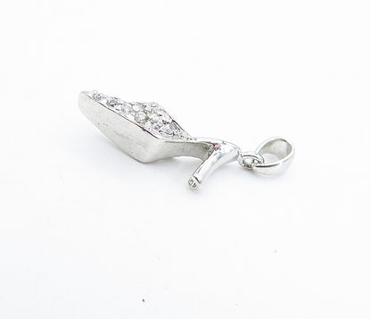 925 Sterling Silver  Sparkling Cubic Zirconia Petite Shoe Motif Pendant PT3052