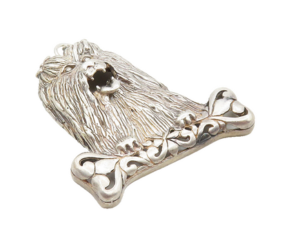 JEZLAINE 925 Sterling Silver  Vintage Dark Tone Dog & Bone Pendant  PT7482