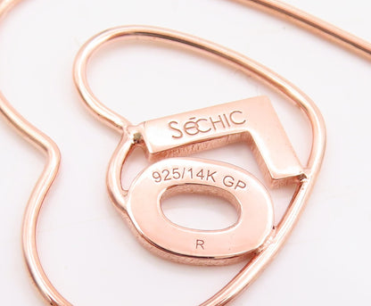 925 Sterling Silver Vintage Earrings Rose Gold Plated Love Heart Strings EG13763