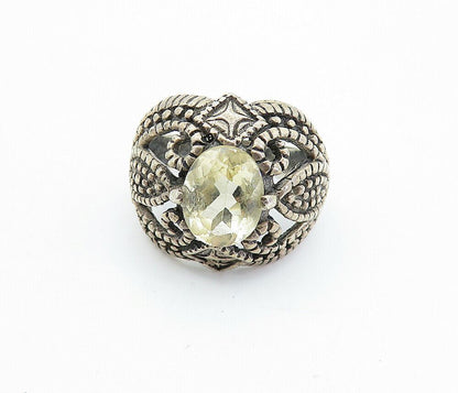 925 Sterling Silver  Vintage Topaz Dark Tone Swirl Cocktail Ring Sz 7  RG7855