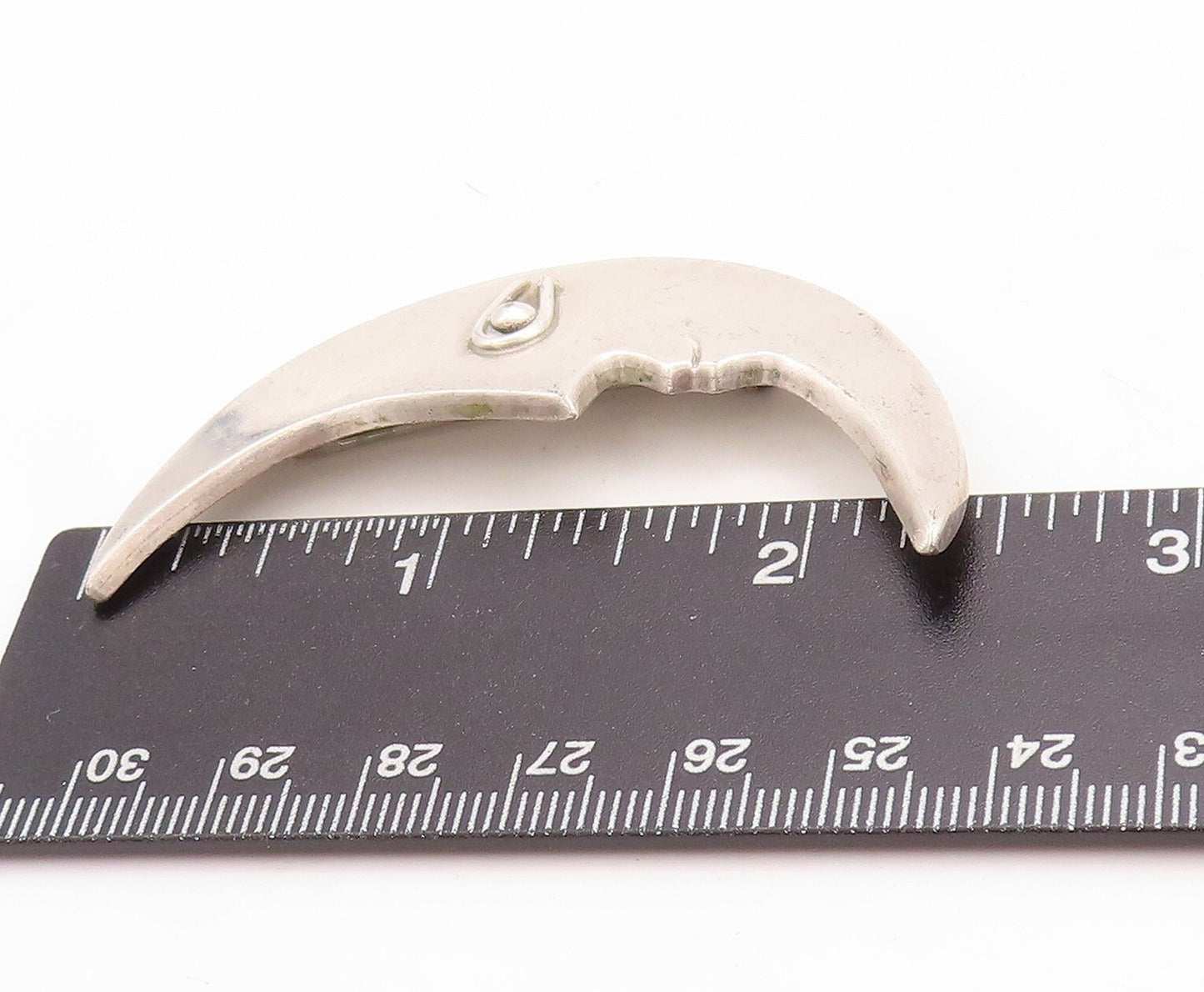 925 Sterling Silver Vintage Brooch Pin MEXICO Solid Cutout Half Moon  BP11414