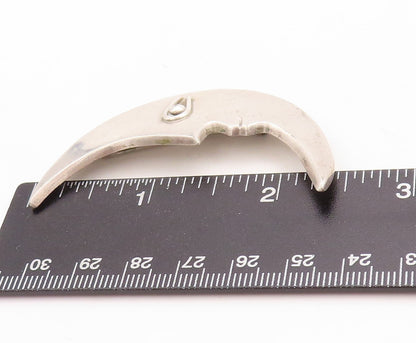 925 Sterling Silver Vintage Brooch Pin MEXICO Solid Cutout Half Moon  BP11414