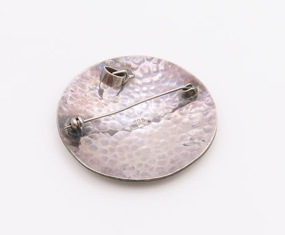925 Sterling Silver  Vintage Dark Tone Traditional Statue Brooch Pin  BP2993