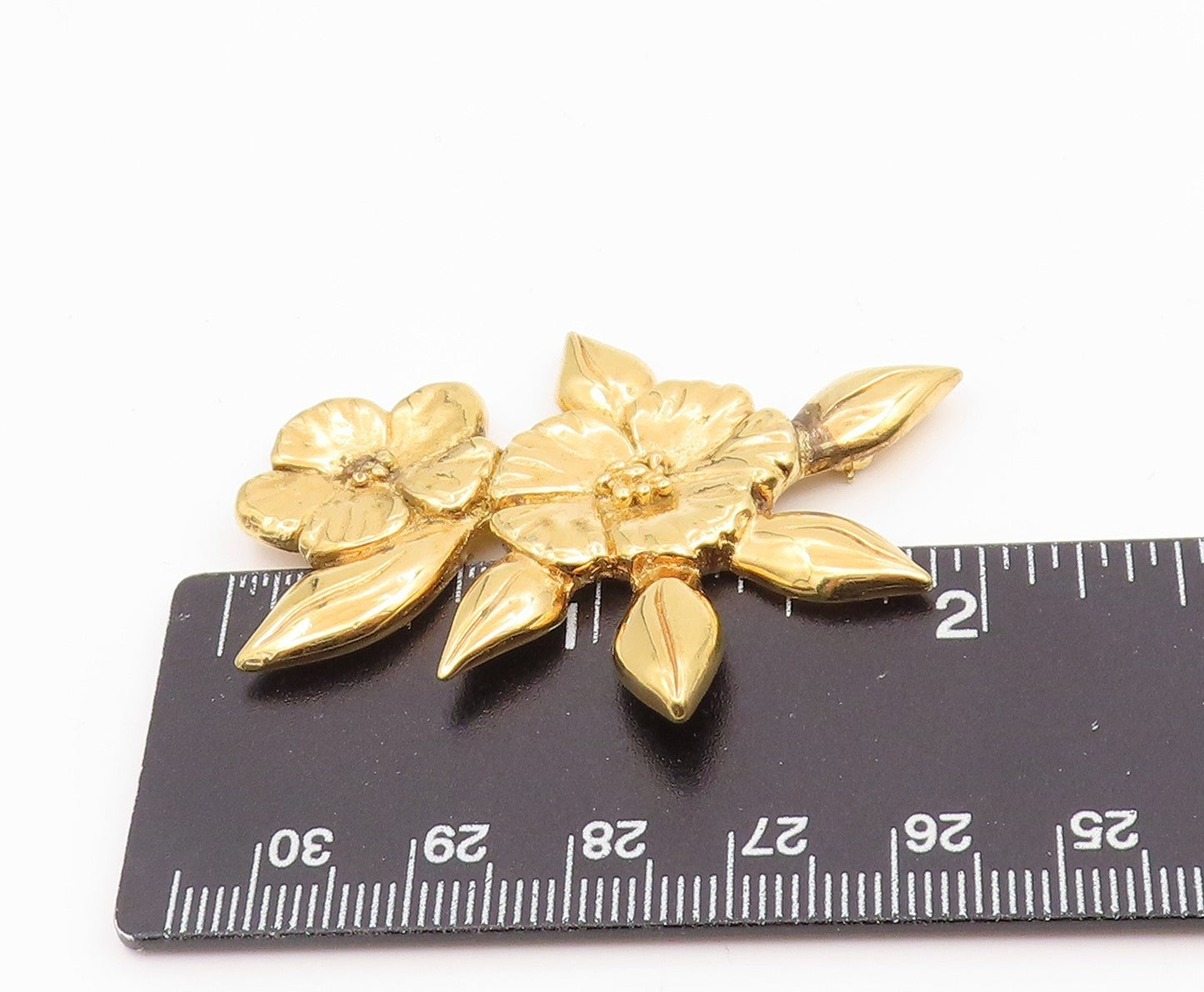 925 Sterling Silver Vintage Brooch Gold Plated HAND & HAMMER Floral Pin  BP12354