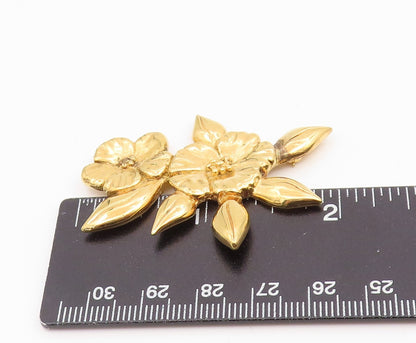 925 Sterling Silver Vintage Brooch Gold Plated HAND & HAMMER Floral Pin  BP12354