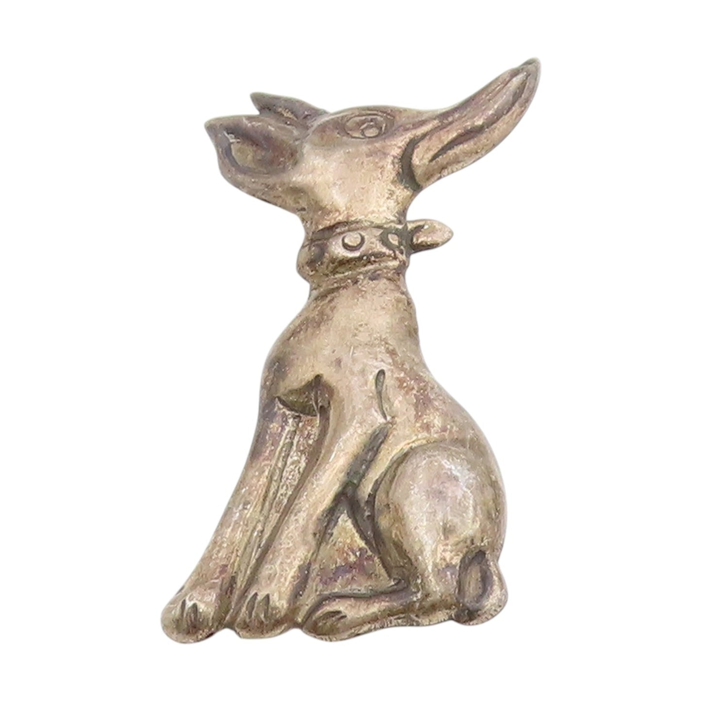 925 Sterling Silver Vintage Brooch Solid Greyhound Dog Figurine Charm  BP12162