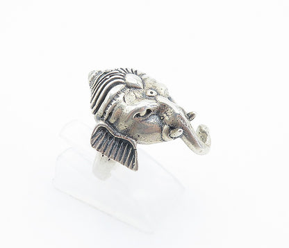 925 Sterling Silver Vintage Ganesh Elephant Head Band Ring  Sz 7.5  RG8096