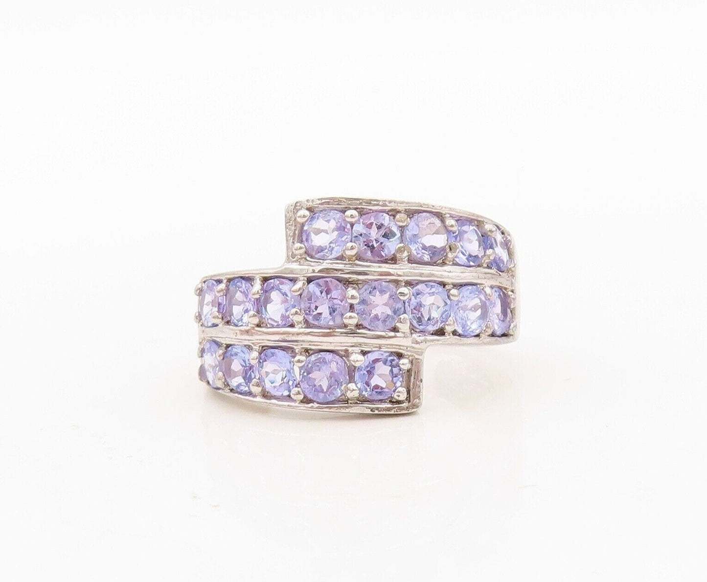 925 Sterling Silver Vintage Ring Designer Round Tanzanite Bands  Sz 7  RG30455