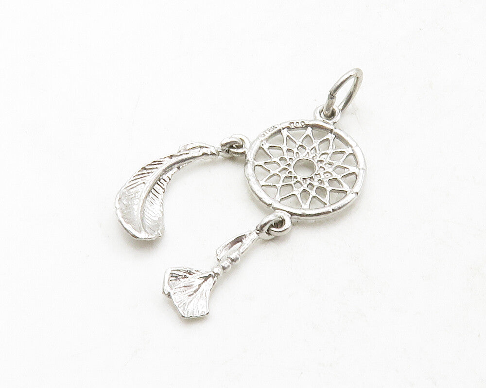 925 Sterling Silver  Vintage Shiny Petite Dream Catcher Motif Pendant  PT10401