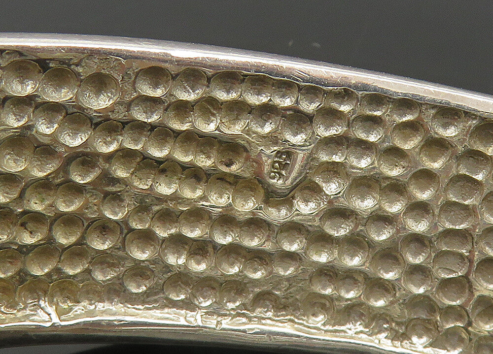 925 Sterling Silver  Vintage Shiny Floral Swirl Pattern Cuff Bracelet  BT8721