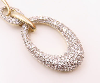 925 Sterling Silver  Vintage Cubic Zirconia Golf Plated Oval Pendant  PT17636