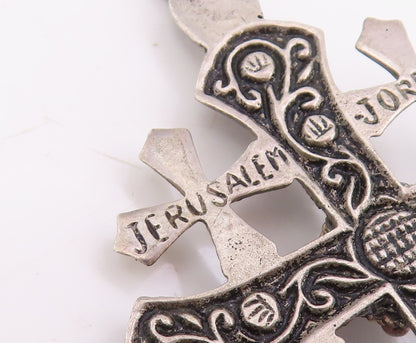 925 Sterling Silver Vintage Pendant Jerusalem Five Fold Religious Cross  PT25774