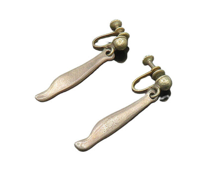 925 Sterling Silver  Vintage Smooth Dark Tone Non Pierce Drop Earrings  EG9554