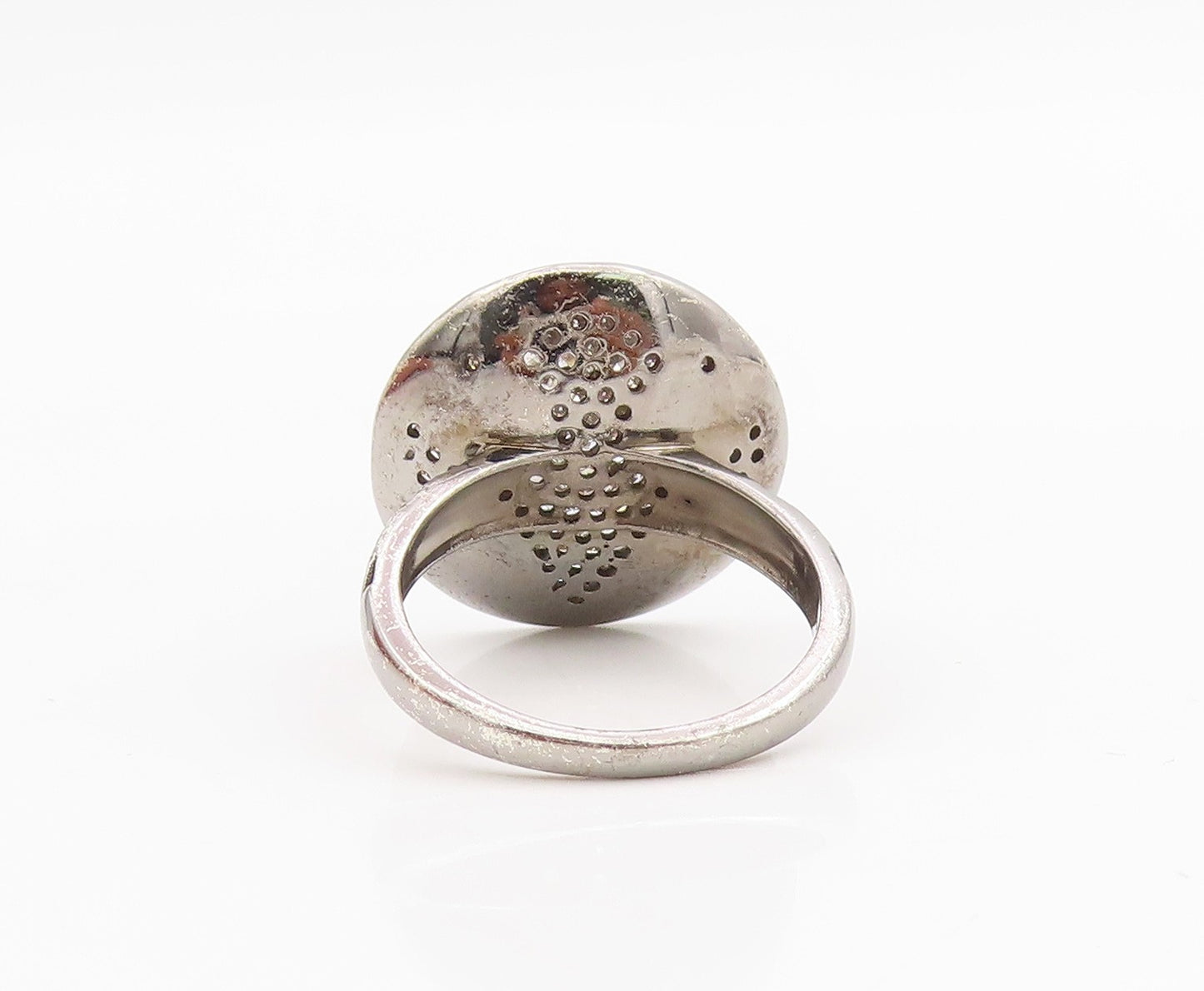 925 Sterling Silver Vintage Ring Real Diamonds Floral Lily Band  Sz 7.5  RG34234