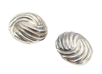 MEXICO 925 Sterling Silver  Vintage Swirl Dome Non Pierce Earrings  EG4577
