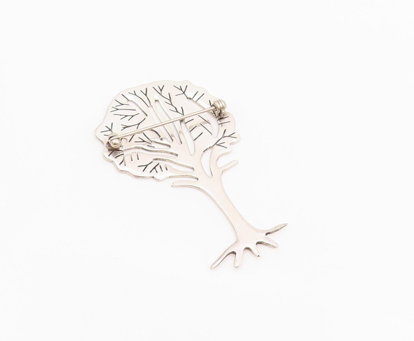 925 Sterling Silver Vintage Brooch Pin Solid Designer Cutout Tree  BP11685