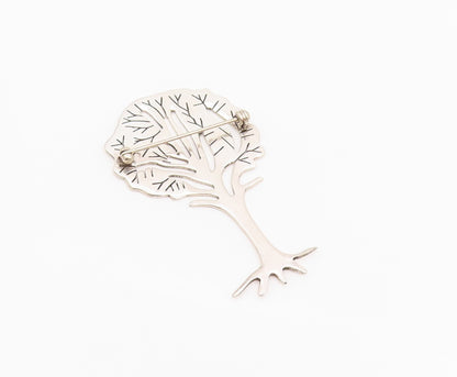 925 Sterling Silver Vintage Brooch Pin Solid Designer Cutout Tree  BP11685