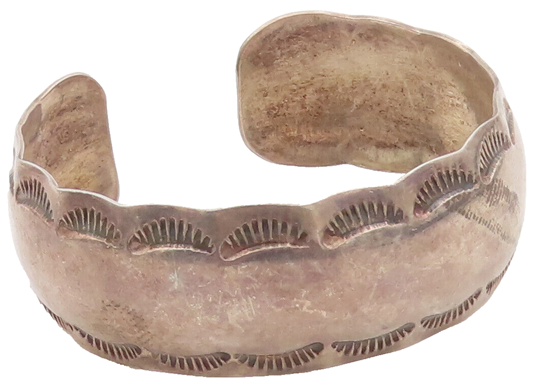 925 Sterling Silver Vintage Bracelet TRACY NAVAJO Swirly Etched Spikes  BT10294