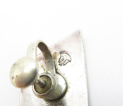 MEXICO 925 Sterling Silver  Vintage Diamond Shape Non Pierce Earrings  EG4019