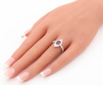 925 Sterling Silver Vintage Ring Designer Gemstone & CZ Cocktail Sz 7.5  RG31816