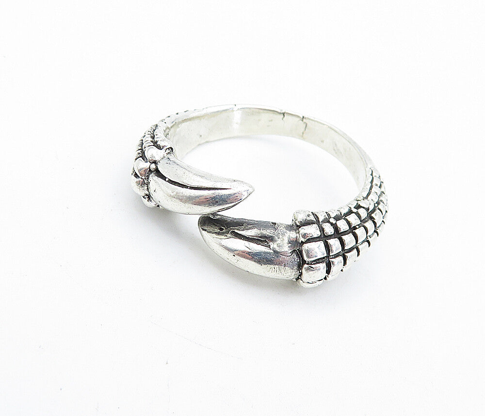 925 Sterling Silver  Vintage Shiny Bird Claw Bypass Band Ring Sz 13  RG5106